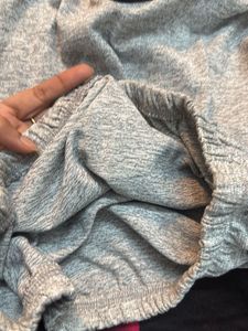 Gray Short Sleeve cropped Hoodie