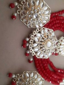 Red Beaded Indian Jewelry Set