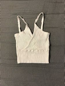 Ribbed White Wrap Tank Top