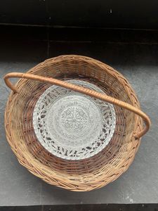 Wicker Basket with Decorative Plate