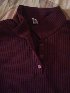 Burgundy Ribbed Knit Top