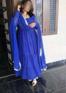 Elegant Royal Blue Tiered Gown