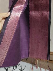 Elegant Purple Silk Saree with Pink Border