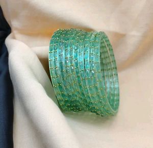Elegant Teal Beaded Bangles Set