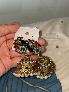 Peacock Jhumka Earrings - Indian Inspired Jewelry