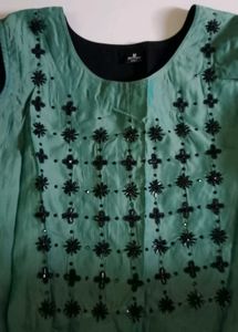 Stunning Emerald Green Sequined Ethnic Gown