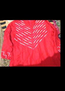Beautiful Red kurta with White Beads