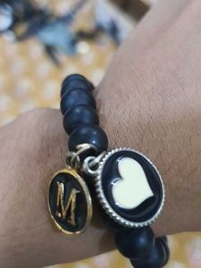 💟Ⓜ️Initial Chic Black Beaded Bracelet with Charms