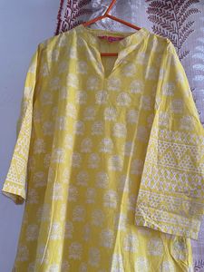 Yellow Printed Kurti buy 1get1