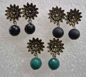 Vintage Floral Stone Earrings - New