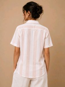 De moza Striped Short Sleeve Button-Up Shirt(xl)
