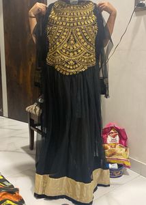 Unstitched Elegant Black &amp; Gold Embellished Gown
