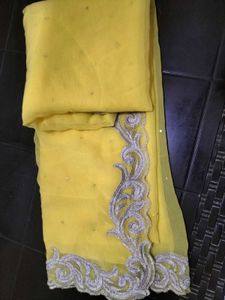 Embroidered Yellow Saree