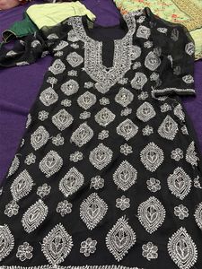 Elegant Black Chikankari Kurta
