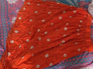 Vibrant Orange Bandhani Print Skirt