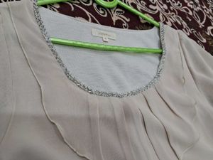 Elegant  Ruffled Blouse  Embellished Neck