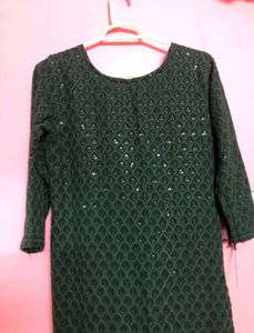 Embellished Green Kurta