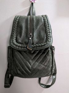 Stylish Green Backpack with Braided Detail
