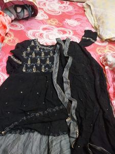 A Beautiful Black N Grey Western Indo Dress