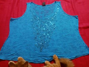 blue Faded Glory tank top with sequin