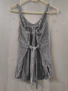 Grey Textured Strapped kurti