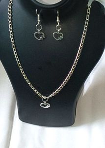 Heart Metal Pendant Chain Necklace &amp; Earring Set
