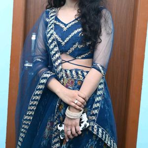 Blue Floral Lehenga Choli