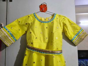 Vibrant Yellow Sequin A line dress