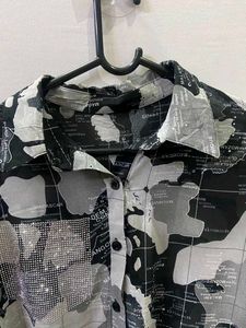 Stylish Printed Tie-Front Blouse