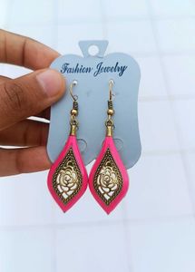 Boho Pink &amp; Gold Dangle Earrings