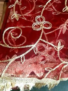 Embroidered Red net Dupatta