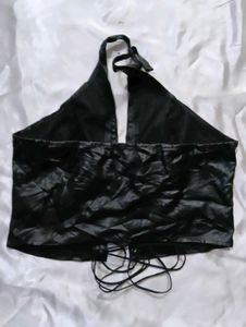 Black Lace-Up Halter Top