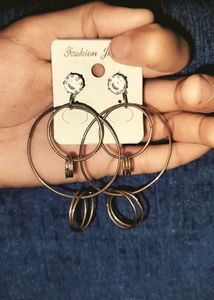 Boho Hoop Earrings with Heart Charms
