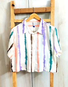 Stylish Striped Button-Up Shirt Size-44