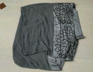 Elegant Grey Floral Saree