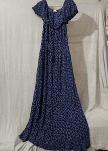 Navy Blue Floral Maxi Dress