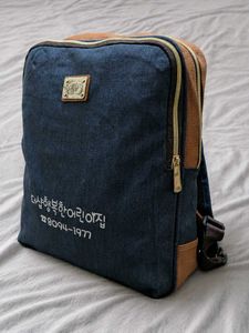 Imported Korean Premium Navy Canvas Backpack