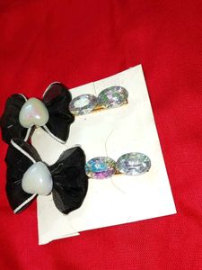 Cute Bow Hair Clips with Gems