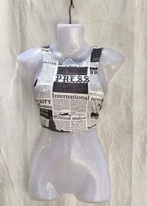 I. Newspaper Print Crop Top