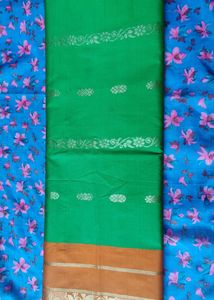 We Are Selling A Beautiful Green Banarsi Saree.