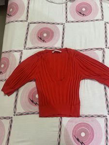 V-Neck Ribbed Long Sleeve Top