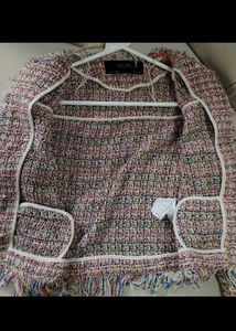 Zara Tweed Jacket with Fringes