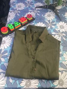 Olive Green Button-Up Shirt