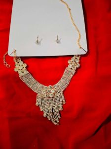 Sparkling Rhinestone Necklace and Earring Set