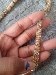 Sparkling Crystal &amp; Gold Tone Necklace
