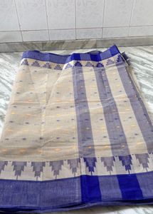 Elegant Saree with Blue Border