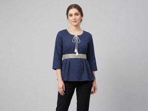 Stylish Blue Kurta with Tassels