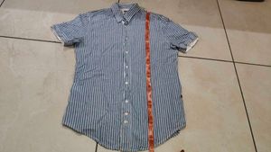 Men's Striped Short Sleeve Button-Up Shirt