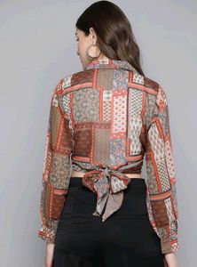 Boho Print Wrap Crop Top