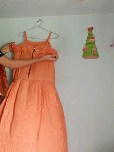 Orange High-Low Dress
